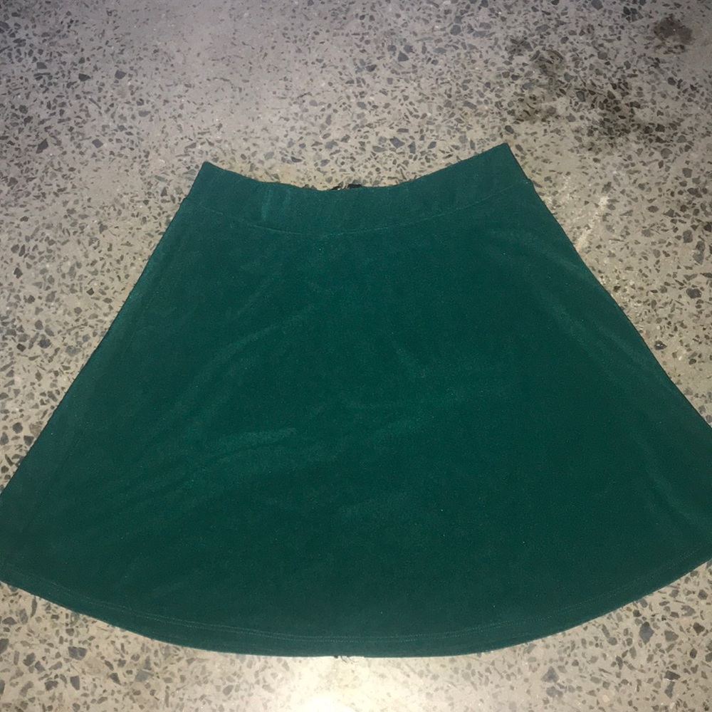 Green skater skirt with zipper on back